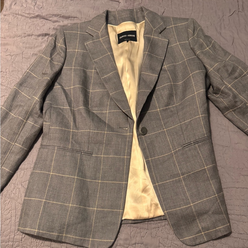 Giorgio Armani Gray Checkered Blazer